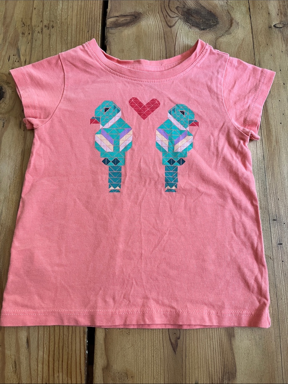 TEA COLLECTION 2 Pink Love Birds Graphic Tee Short Sleeve